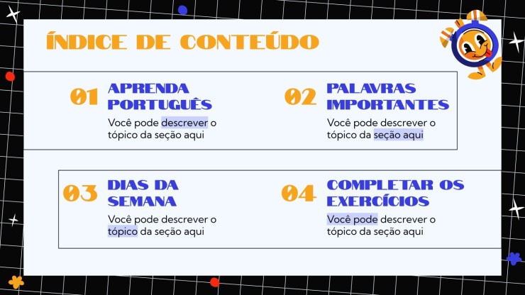 Modelo de apresentação Vocabulário em português brasileiro para crianças