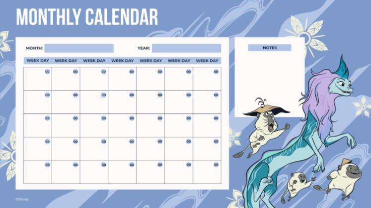 Raya und der letzte Drache Monatskalender Präsentationsvorlage